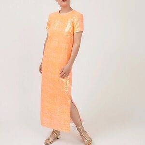 NWT J. Crew Sherbet Orange Sequin Maxi Dress Size 10